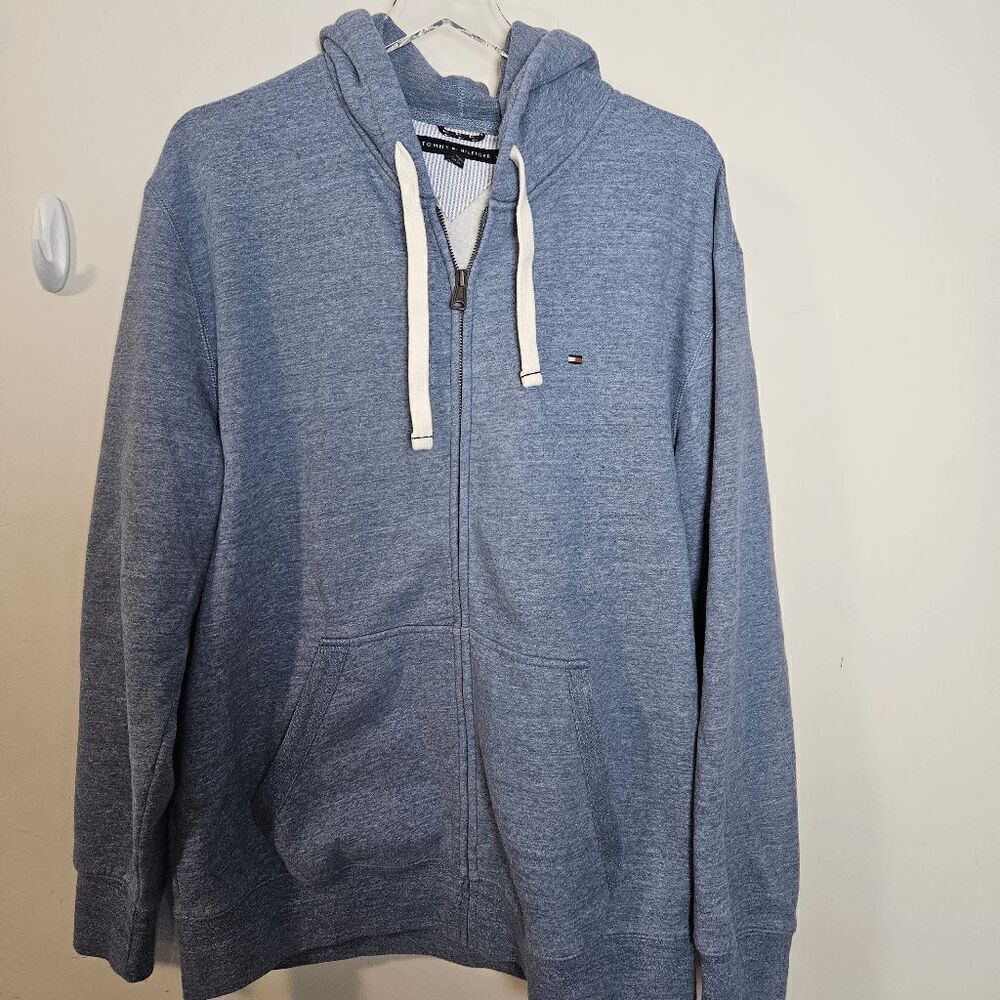 Tommy Hilfiger Full Zip Long Sleeve Hooded Jacket with Kangaroo Pockets Men's Bl